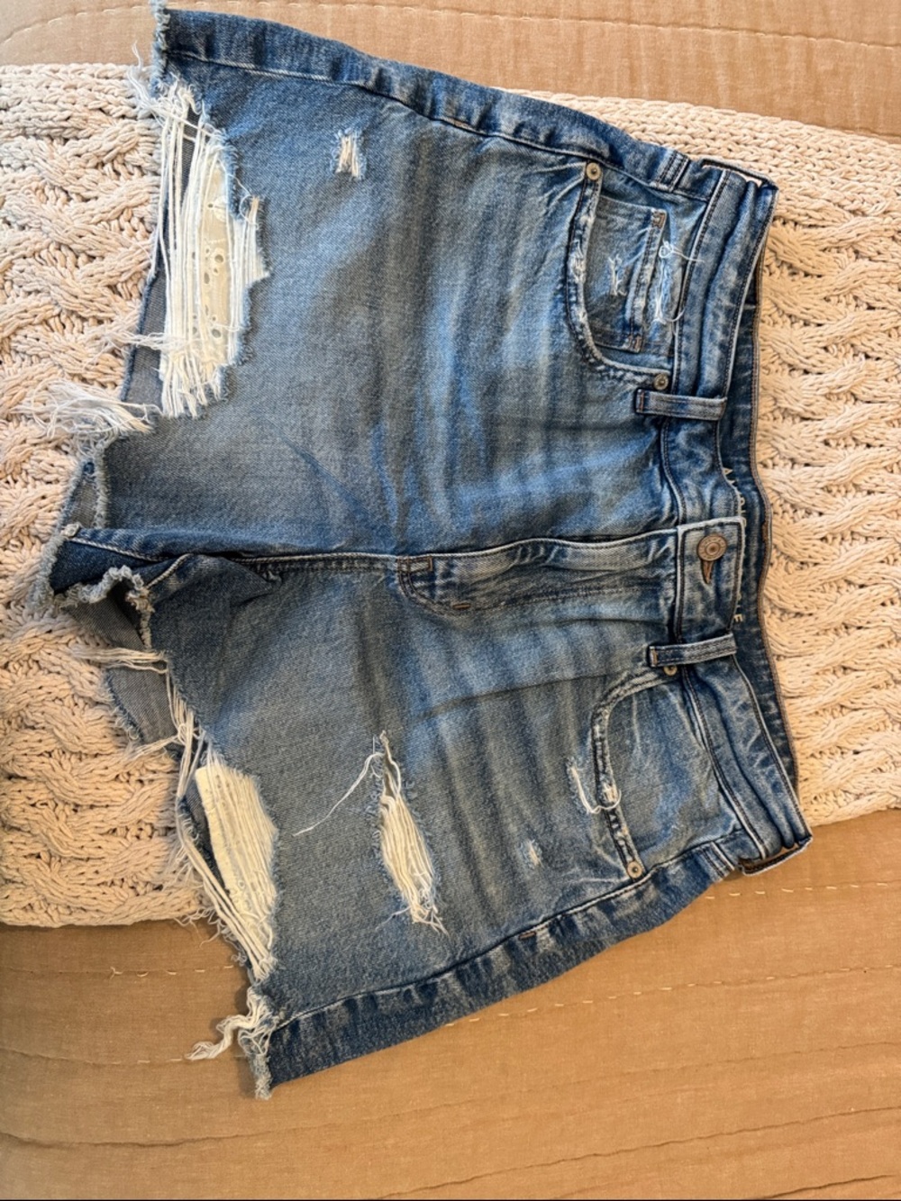 American Eagle Outfitters Distressed Blue Denim Cutoff Shorts